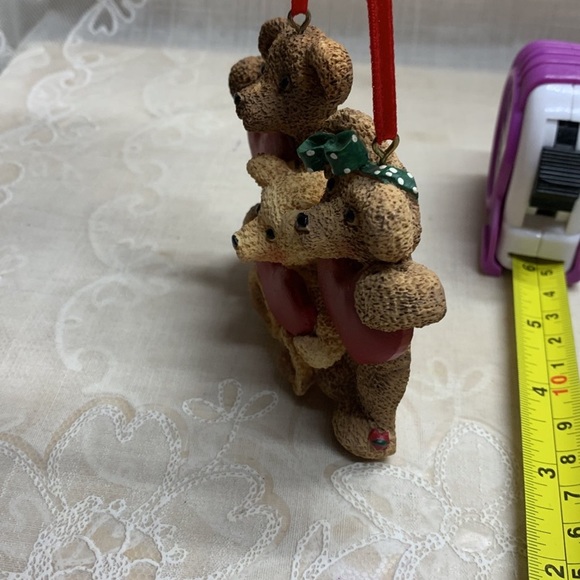 Kurt Adler Holly Bearies ornament family of bears holding hearts Valentine 3D - Picture 5 of 9